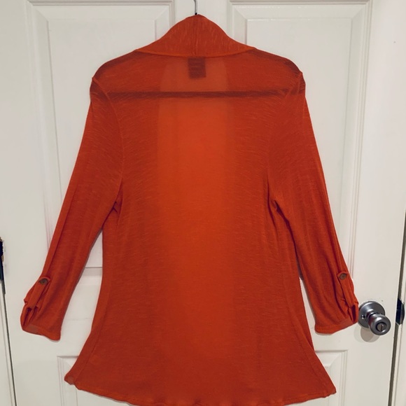 Set of 3-Rayon Spring/Summer Cardigans with Sleeve Tab … Blue, Orange and Gray - Picture 6 of 12